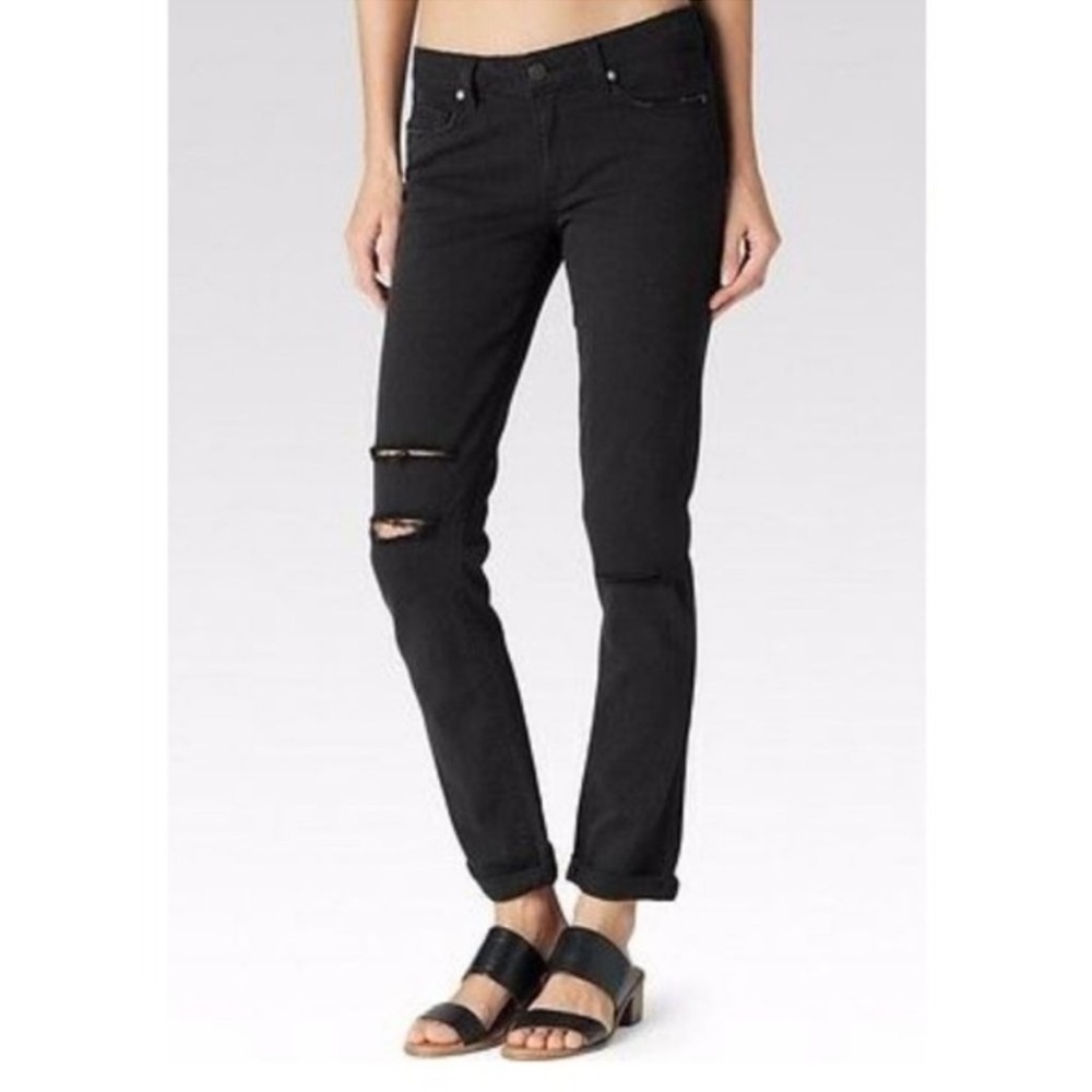 Paige Jimmy Jimmy Skinny Distressed Black Jeans
